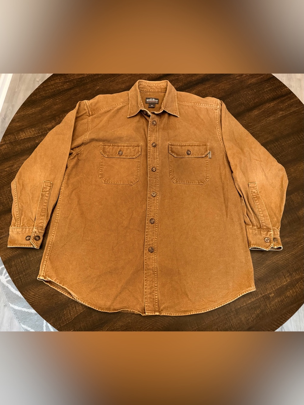 WOOLRICH Nutmeg Mens Thick Long Sleeve Button Up Shirt Size L